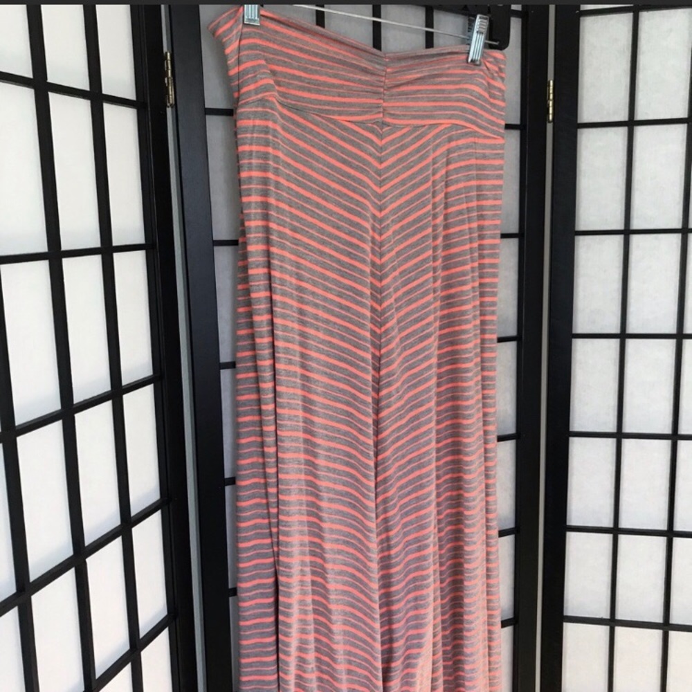 Striped Strapless Maxi Skirt - Blue & Coral - Picture 2 of 7